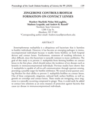 ZINGERONE CONTROLS BIOFILM FORMATION ON CONTACT LENSES