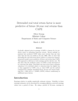 Detrended real total return factor is more predictive of future 10-year real returns than CAPE