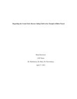 Regarding the Grand Turk: Reason Aiding Faith in the Thought of Blaise Pascal