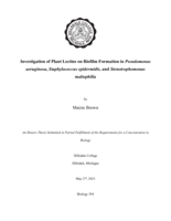 Investigation of Plant Lectins on Biofilm Formation in Pseudomonas aeruginosa, Staphylococcus epidermidis, and Stenotrophomonas maltophilia