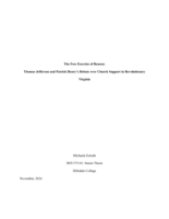 The Free Exercise of Reason: Thomas Jefferson and Patrick Henry’s Debate over Church Support in Revolutionary Virginia