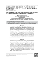 THE THERAPIST-PATIENT RELATIONSHIP AS A CRITICAL ELEMENT IN COGNITIVE BEHAVIORAL THERAPY